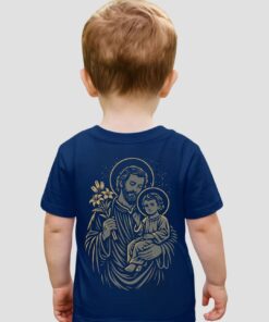 camiseta infantil católica Ide a José São José feminina – SerSanto em algodão premium