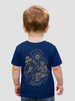 camiseta infantil católica Ide a José São José feminina – SerSanto em algodão premium